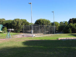 Cricket nets with bowling machine